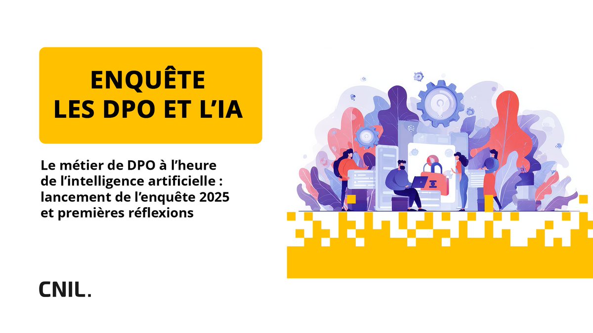 CNIL's tweet image. L’#IA transforme les pratiques professionnelles et le métier de #DPO. Pour en mesurer les impacts, le ministère @Travail_Gouv, la CNIL et l’@afcdp ont confié à l’@Afpa_Formation la réalisation d’une nouvelle enquête de l’observatoire du métier de DPO 👉 cnil.fr/fr/dpo-a-lheur…
