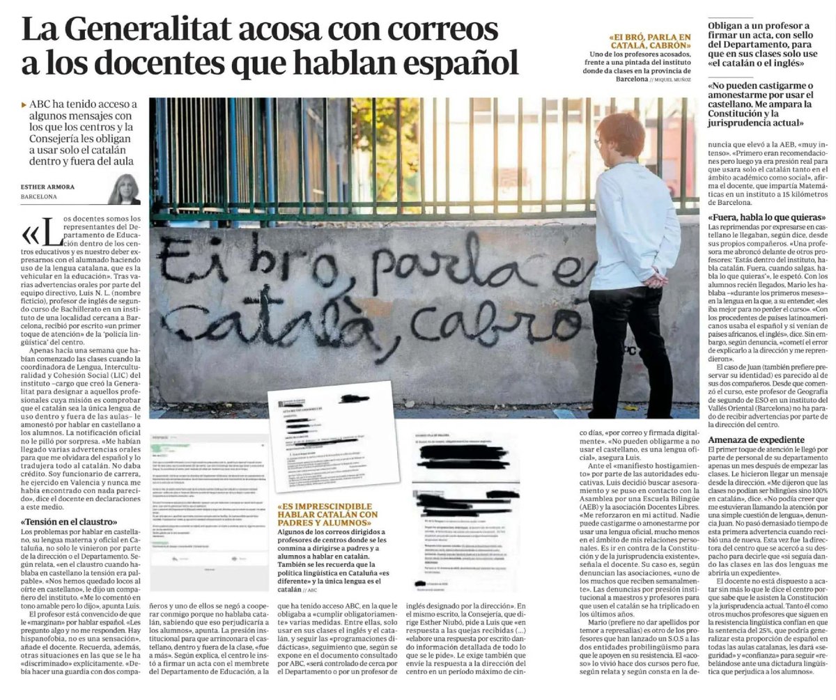 ⭕️Nadie puede prohibir a los docentes utilizar el castellano con sus alumnos, ni en el aula ni en el patio y pasillos. El español es lengua vehicular en Cataluña
<a href="/DocentsLibres/">Docentes Libres / Docents Lliures</a>  y <a href="/AEBCatalunya/">AEB Catalunya</a> continuarán dando apoyo a quienes sean acosados en los centros educativos 
🧵
<a href="/abc_es/">ABC.es</a>