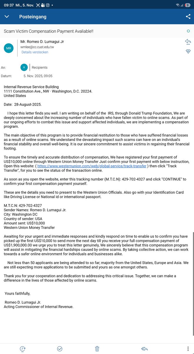 How to get phished, explained in a phishing email...