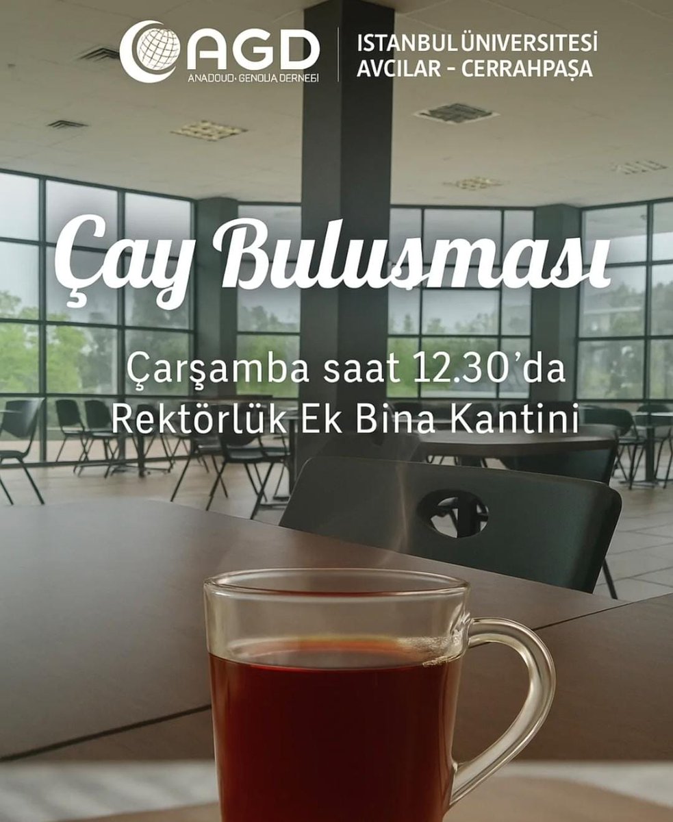 iucagd's tweet image. Bugün öğlen 12.30&apos;da Rektörlük ek bina kantininde çay ve hadis buluşmamız olacaktır dersi olmayan tüm kardeşlerimiz davetlidir.