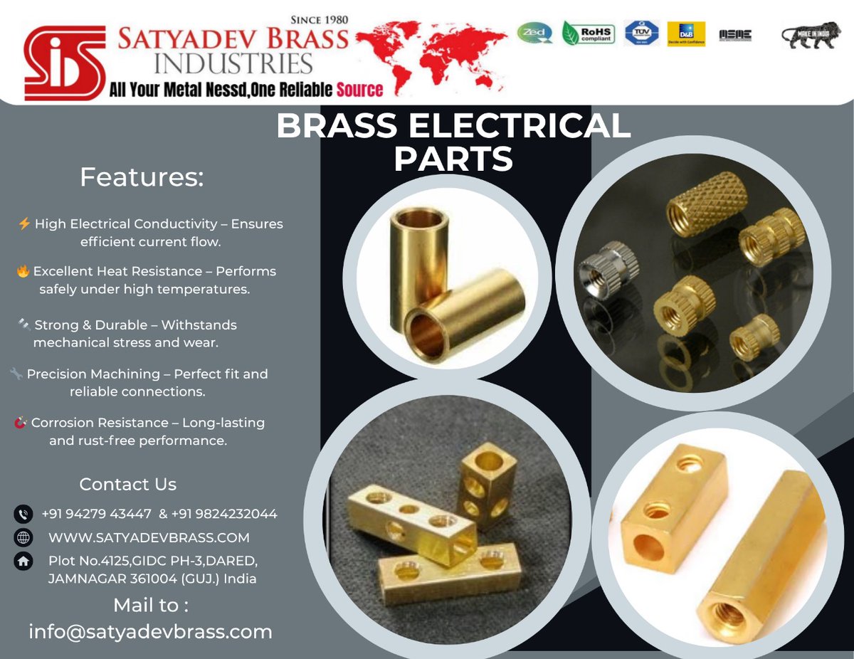 BrassInd58598's tweet image. 💡 Trusted by industries for quality, strength, and precision.
👉 Choose Satyadev Brass Industries for dependable electrical brass solutions!
#BrassElectricalParts #BrassComponents  
#ElectricalConnectors #SatyadevBrass #QualityMadeInIndia #ElectricalFittings #BrassInserts