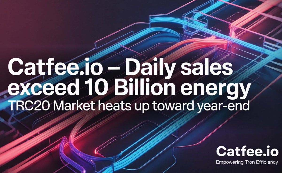 CatFeeio's tweet photo. https://t.co/WCzYo9fCwd 🔥 just hit a new record — over 11.7B TRON Energy sold in a single day, saving users more than 600K $TRX in fees daily.
🔥 The #TRC20 market keeps heating up as 2025 draws to a close.
#TRON #DeFi #CatFee #Blockchain
#TRON #USDT #Crypto #TronEnergy #DeFi
https://t.co/F0QZ6l9Fmu