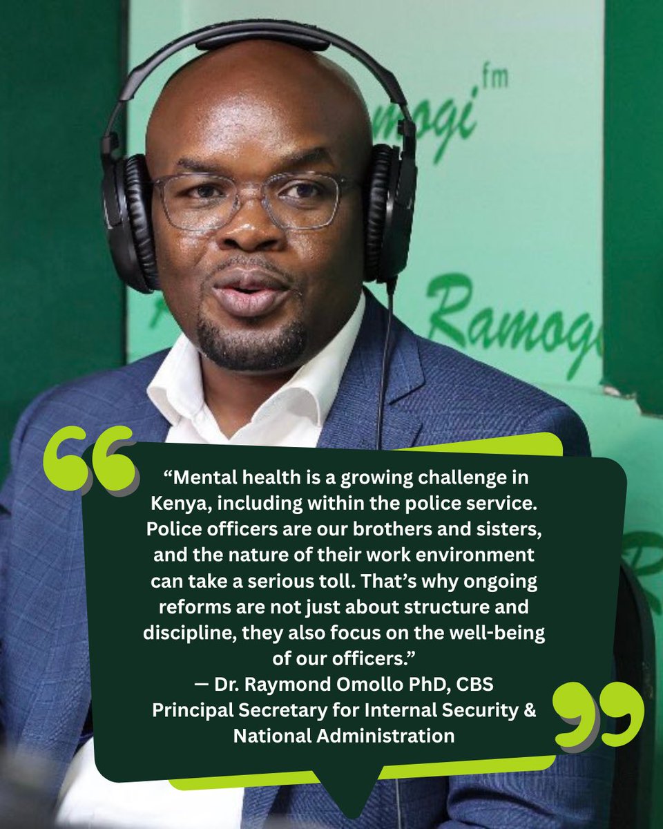 GhaflaKenya's tweet image. Behind the uniform are men and women who also need care. 💙
Dr. Raymond Omollo underscores that police reforms go beyond structure — they’re about mental health and the well-being of our officers.
#PoliceReforms #MentalHealthMatters #InteriorKE