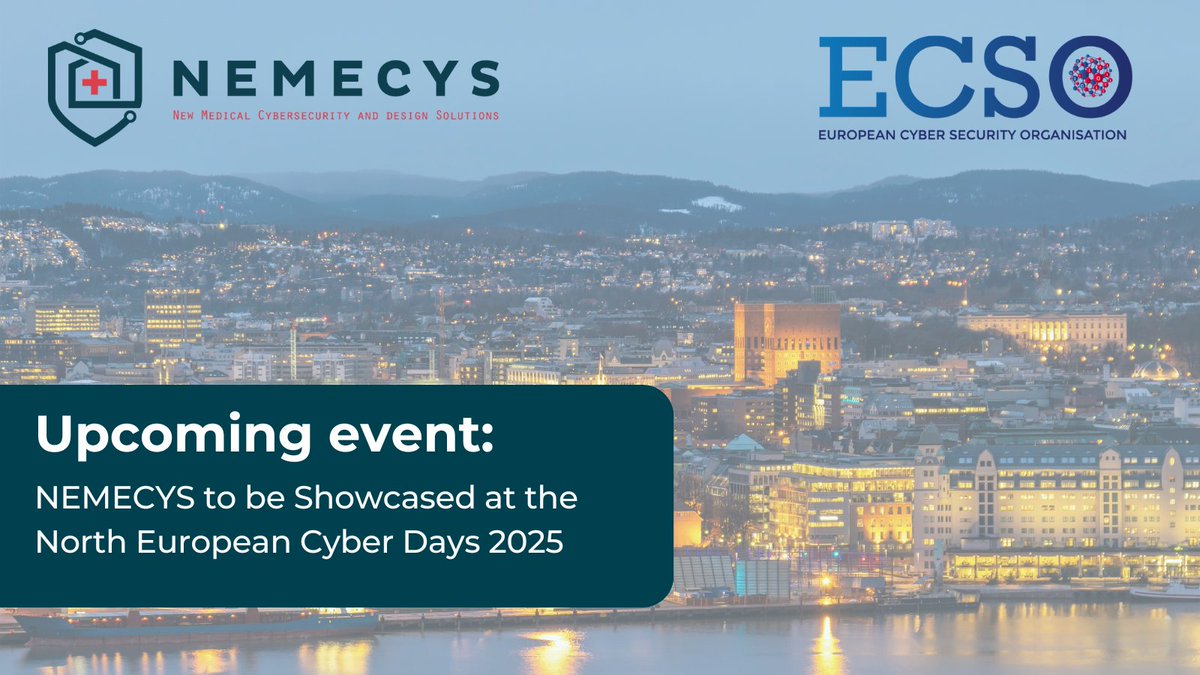 📣 #NEMECYS_eu will be showcased at North European Cyber Days 2025 on 6 Nov (09:20–09:40) during the Brokerage Day at Oslo Science Park 🔗 nemecys.eu/nemecys-to-be-…

We’re proud to be recognised as a successful #HorizonEurope project driving impact in European #cybersecurity!