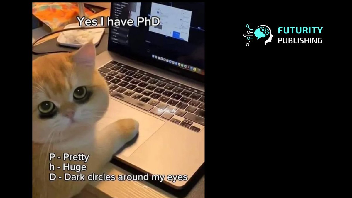 futuritypubl's tweet image. Raise your paw 🐾 if your PhD also gave you:
☕ sleepless nights
📚 citation anxiety
💀 dark circles
#PhDMemes #ScienceHumor #AcademicTwitter #FuturityPublishing