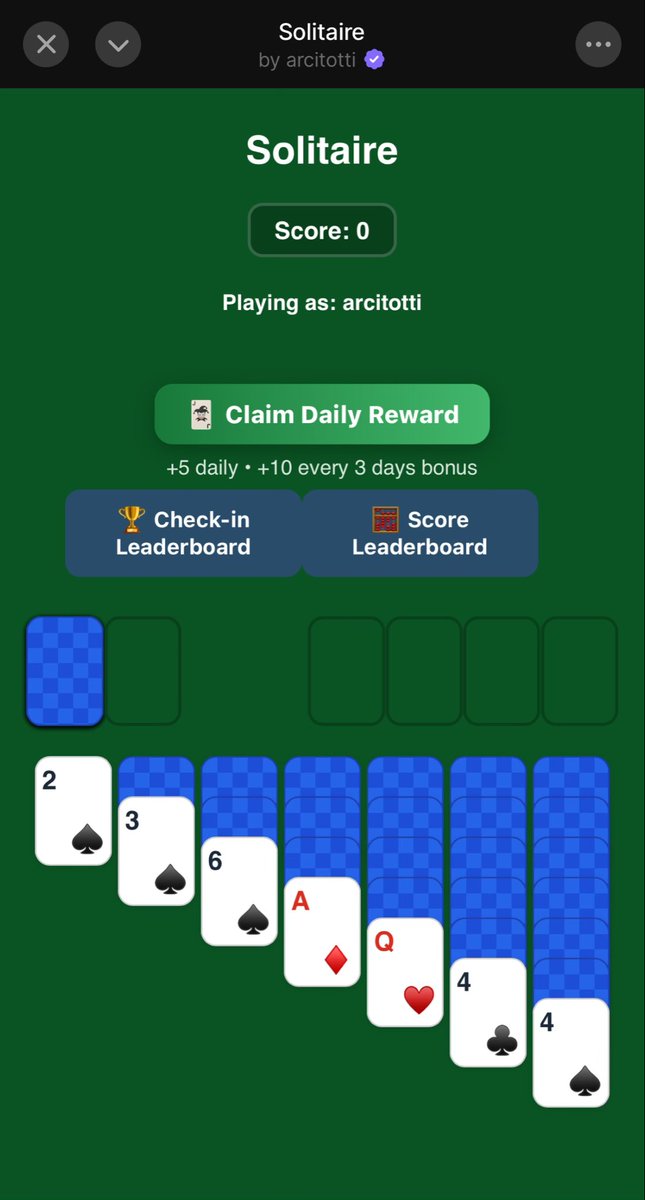 solitaireapps's tweet image. New version updates: You can now record your score on-chain on the Base network after winning a game by paying only the transaction fee. In addition, card dragging on the mobile app has been improved. Don’t forget to share your feedback

Thanks for using Solitaire app!♥️♦️♠️♣️