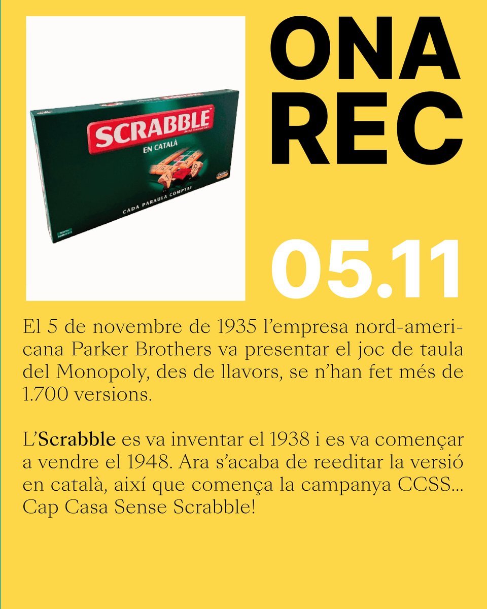 L'ona REComana d'avui és 👉 onallibres.cat/scrabble-84365…

🌊🫶📚 Cada dia passen llibres!