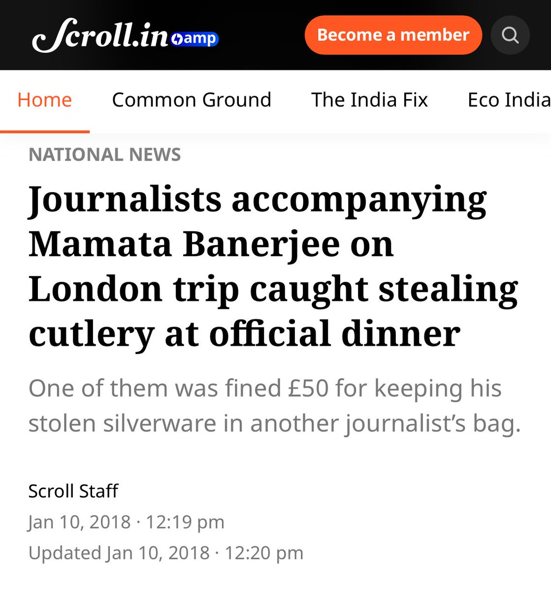 SenguptaShubh's tweet image. In 2018, when Mamata Banerjee went to London, journalists accompanying her were caught stealing cutlery at official dinner.

Who were they? Sorry @sagarikaghose 
You were the first one who came to my mind. Really sorry.