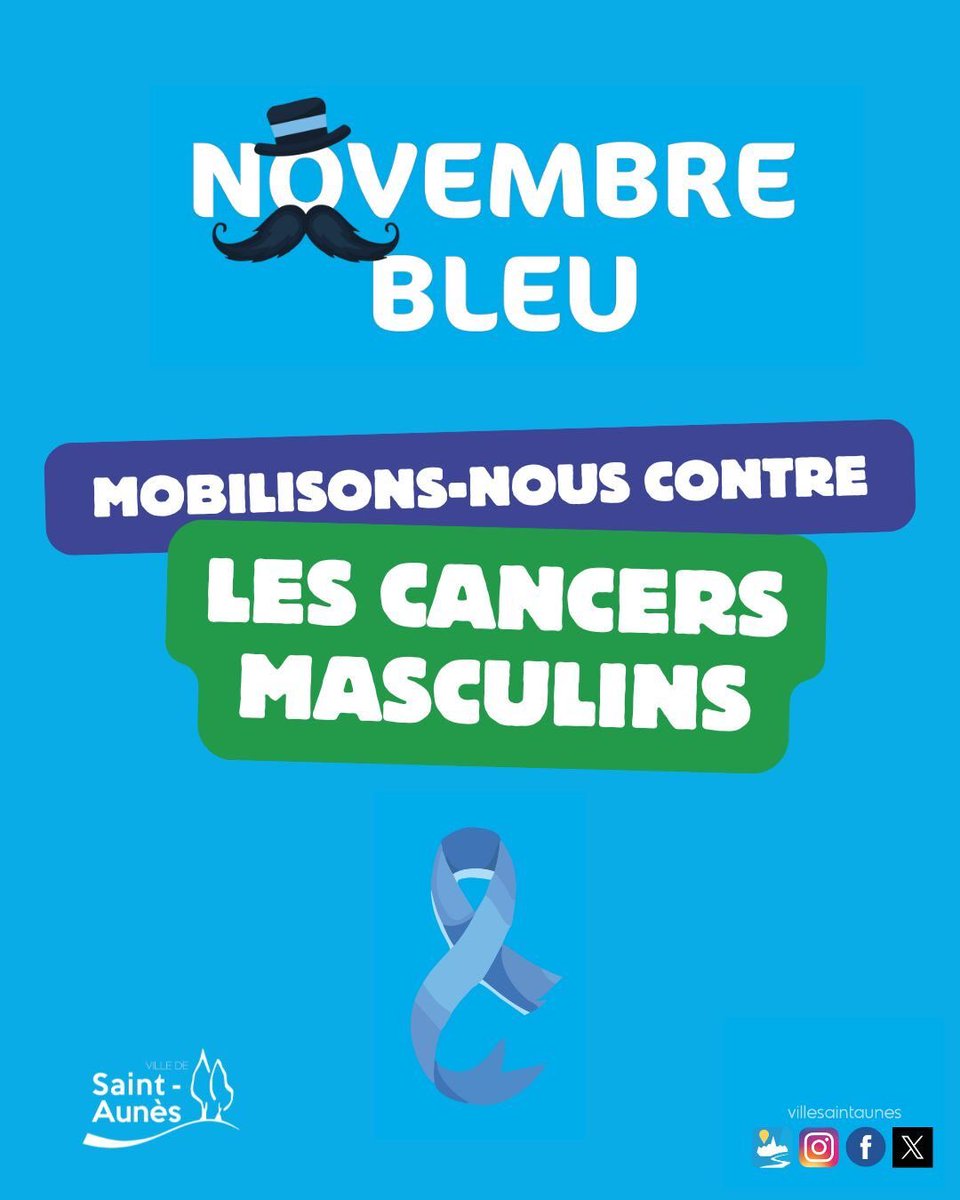 💙 Novembre Bleu 💙
Ce mois-ci, la moustache a du sens 🎗️
Mobilisons-nous contre les cancers masculins, parlons santé sans tabou ! 👨‍⚕️

#NovembreBleu #SantéMasculine #Prévention