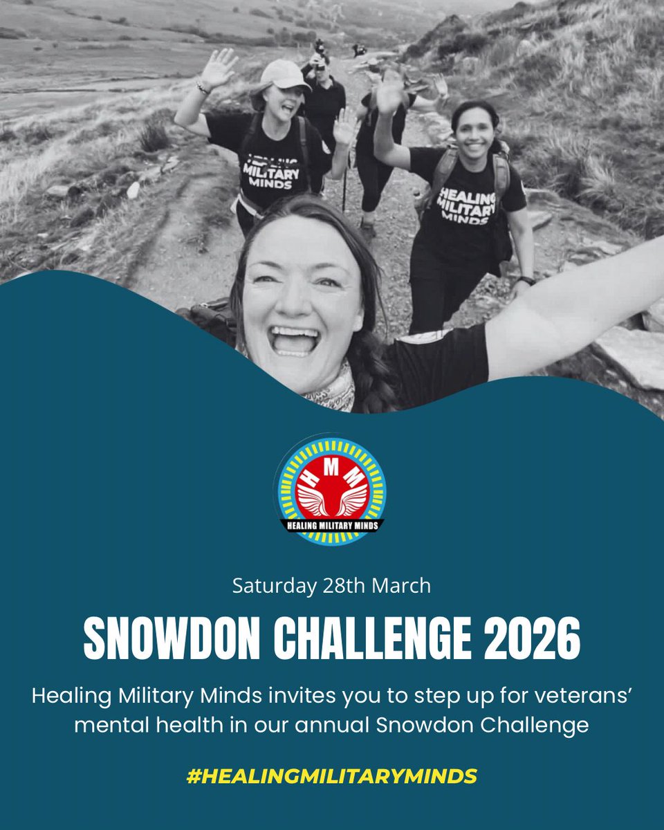 minds_military's tweet image. Lace up and lead the way 🥾

Join the #SnowdonChallenge 2026 with Healing Military Minds on 28 March

Hike for veterans’ mental health. Connect at the post-walk social at The Heights, Caernarfon

🎟️ Waiting list now open on our website

#CombatStress #SupportOurVeterans