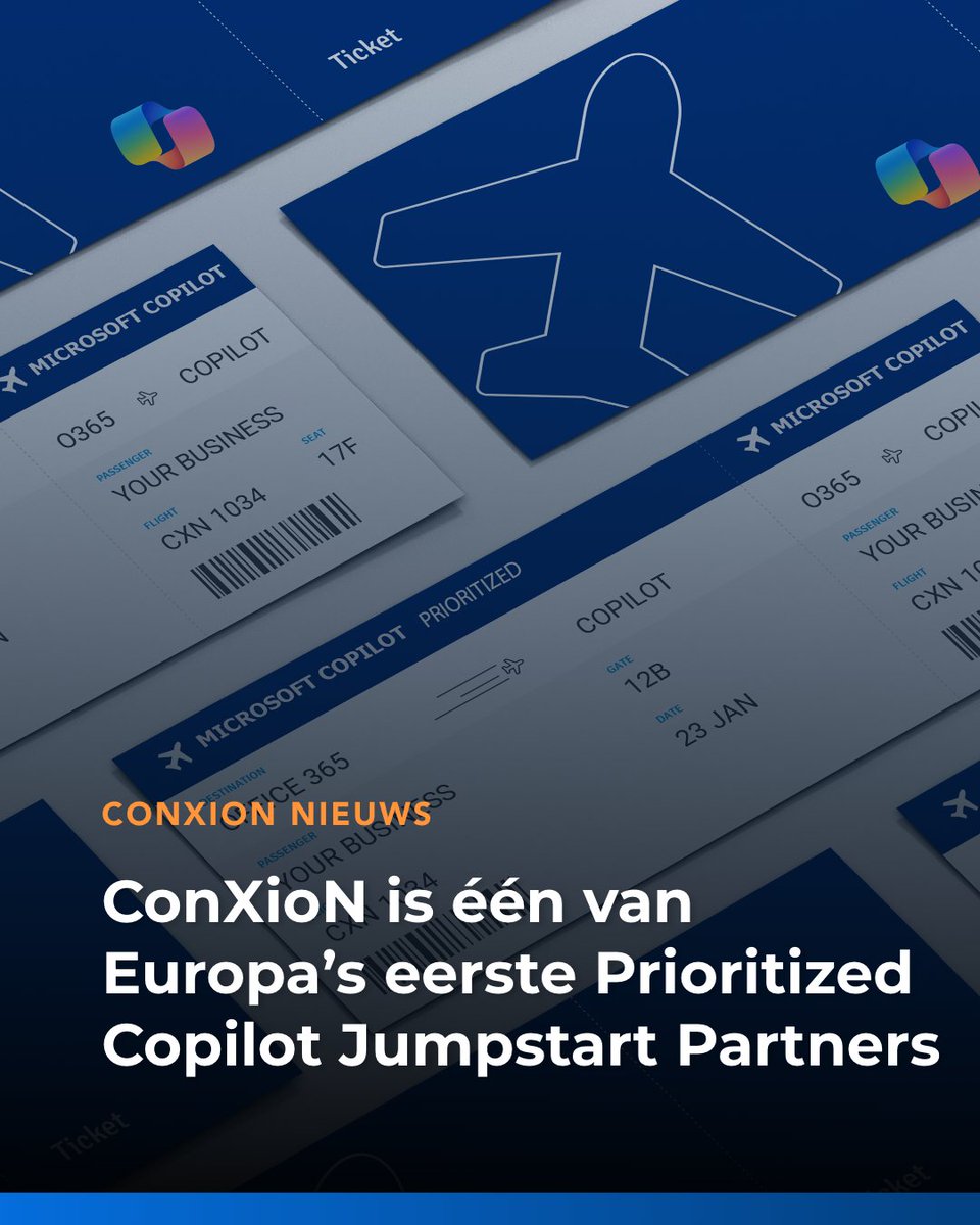 ConXioN behoort nu tot een selecte groep Microsoft-partners in Europa met de status van Prioritized Copilot Jumpstart Partner.

Een unieke label dat je niet zomaar krijgt 🙌
conxion.be/nieuws/conxion…