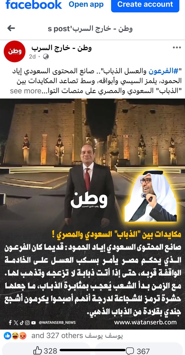 هذا حساب موجود في فيسبوك (الصورة) ... بعد لفة بسيطة عليه اكتشفت أنه ينشر من دولة أوروبية ومخصص لبث التفرقة والفتنة بين الشعوب.

كثير مصريين يتابعوني وعارفين طبيعة منشوراتي، وقد كتبت تغريدة طويلة استغرقت مني ساعات في البحث لكتابة تقرير كبير قبل افتتاح المتحف المصري (التغريدة