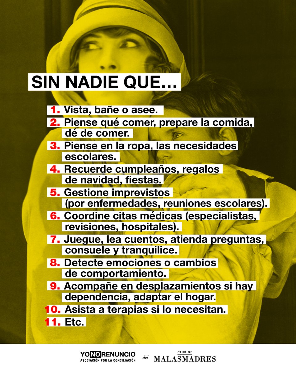 malasmadres's tweet image. 💛 Día Internacional de las Personas Cuidadoras
Sin ellas, el mundo no se sostiene.
Y la mayoría son mujeres.

📊 El 37% cuida de hijos/as de forma habitual frente al 5,6% de hombres.
📊 El 64% de quienes cuidan de mayores son mujeres.

#YoNoRenuncio #Cuidados