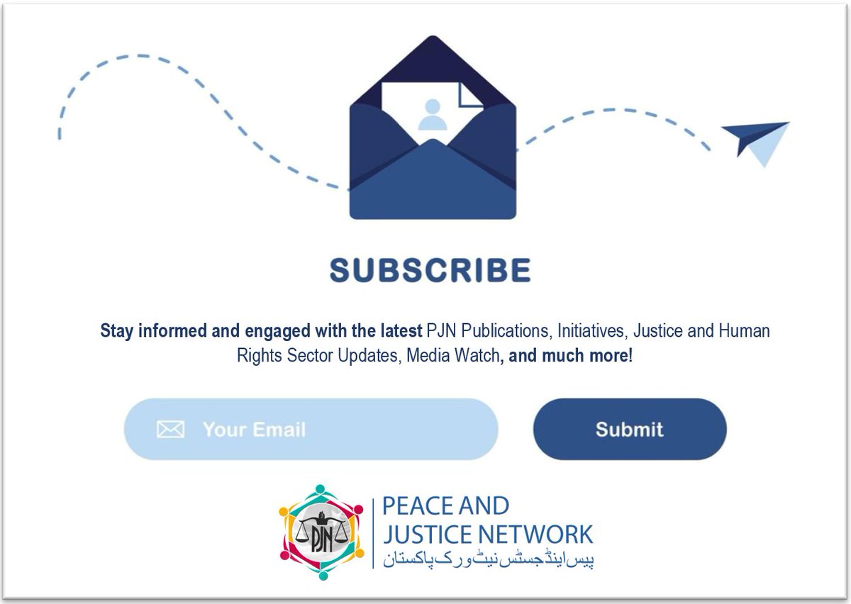 PJNPakistan's tweet image. 📢 Subscribe to Peace &amp;amp; Justice Network (PJN) Pakistan #KnowledgeHUB!!

Stay informed and engaged with latest PJN Publications, Initiatives, Justice and Human Rights Sector Updates, Media Watch, and much more! 📚⚖️

👉 Register now through Google Form:
🔗 forms.gle/dx9eUd56wpaRcB…