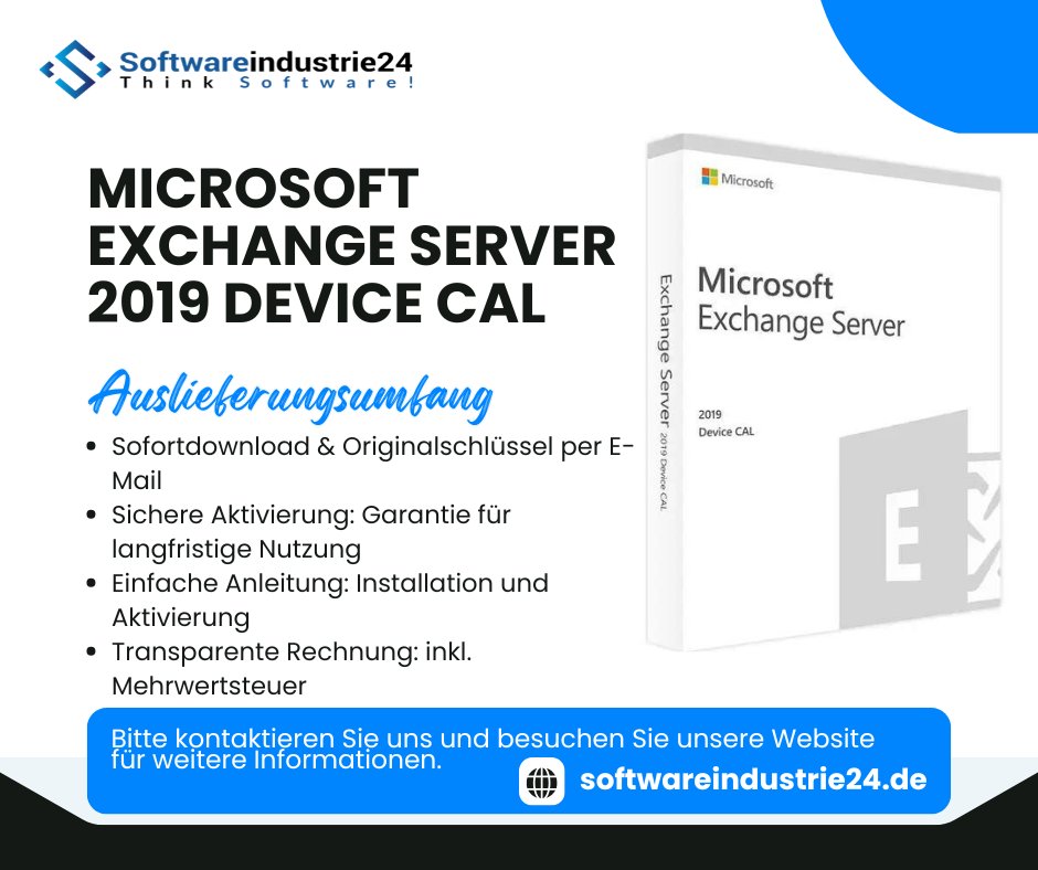 Softwareindust's tweet image. Microsoft Exchange Server 2019 Device CAL: Maximieren Sie Gerätezugriffe statt Nutzer-Lizenzen. ✅Sofortdownload+Original-Schlüssel bei Softwareindustrie24. #DeviceCAL #ITLicensing #Exchange2019 
softwareindustrie24.de/microsoft-exch…