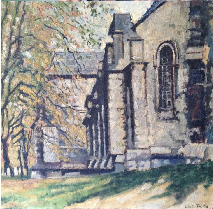 This is "South Hackney Church" by Albert Turpin from his post-war work, most likely the mid to late 1950s. Previous conversations on our social media platforms have identified it as being St John of Jerusalem Church on Lauriston Road. #AlbertTurpin #Hackney #EastLondonGroup
