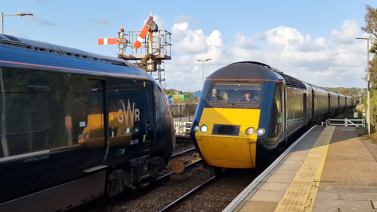 The scene in passing at St Erth with semaphore signals and a Castle Class HST 22 Sept 2023, soon it will be all change!
