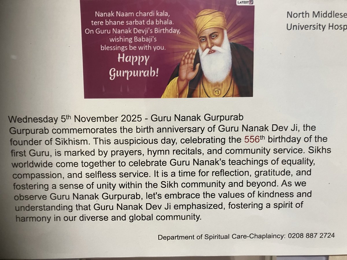 Wishing all our observing patients, carers and staff a happy Gurpurab ⁦<a href="/WeAreNorthMid/">We Are North Mid OD</a>⁩ ⁦<a href="/RoyalFreeNHS/">Royal Free London</a>⁩