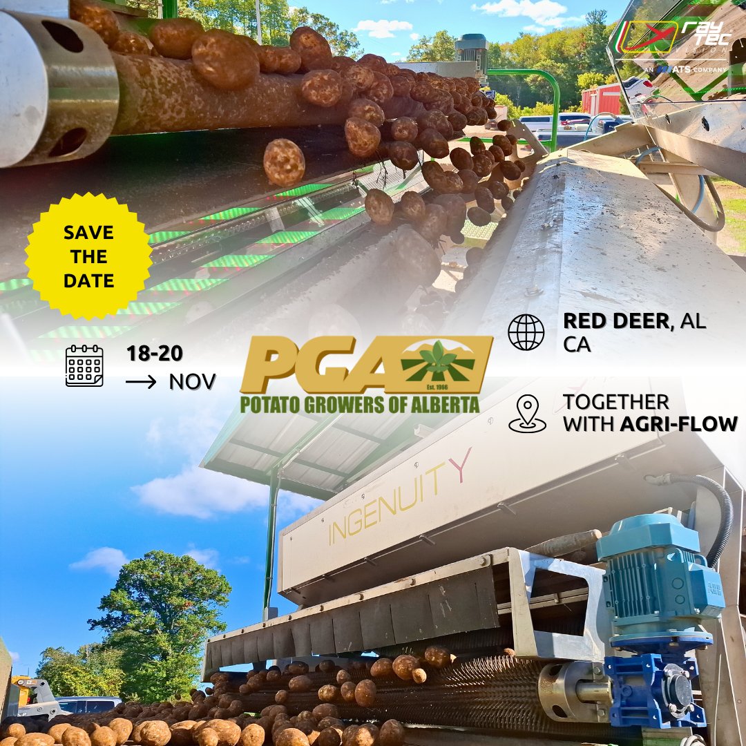 🥔 Heading to the PGA Conference &amp; Trade Show?
See how we you put only high-quality potatoes into storage thanks to #INGENUITY, our sorter designed to detect and remove:
❌ Stones
❌ Soil clods
❌ Golf balls
❌ Stems

📅 Nov 18-20
🌎 Red Deer, AL, CA
👥 Together with Agri Flow