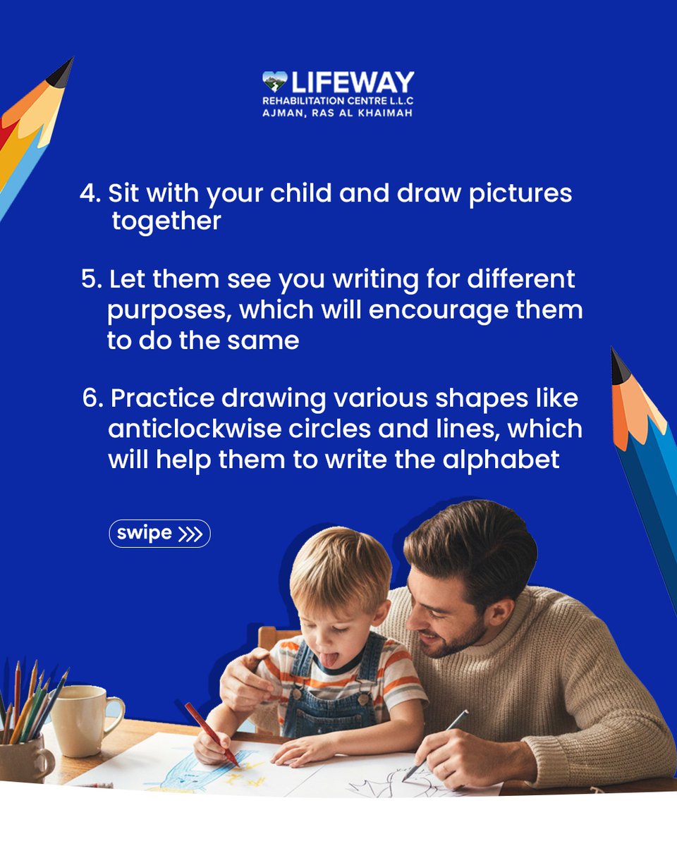 LifewayAjman's tweet image. Handwriting development begins long before the use of a pencil.
Here are some easy activities to support your child’s handwriting journey.

[Handwriting skills, Fine motor development, Parenting tips]
#handwritingtips #finemotorskills #earlychildhooddevelopment #parentingtips