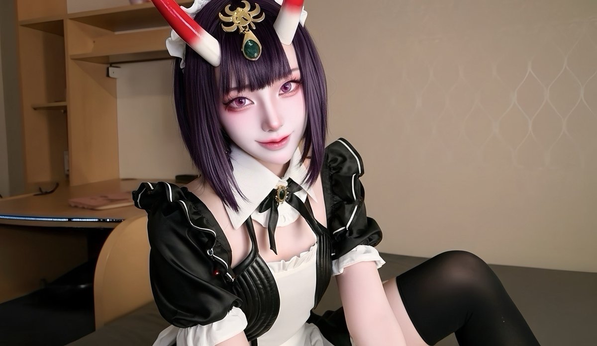 apple1nspring's tweet image. Sweetie, 
Leave the cleaning the room to cute Oni 👹❣️ #FGO  #酒呑童子 #cos