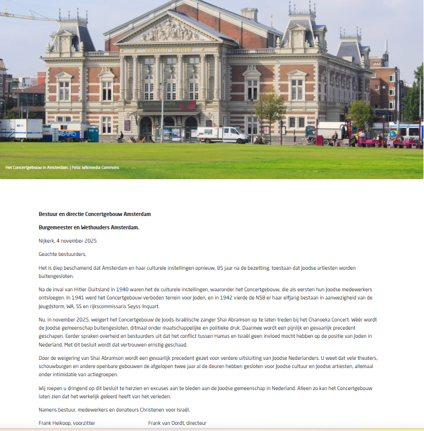 Open brief <a href="/cvisrael/">Christenen voor Israël</a>  aan bestuur en directie Concertgebouw Amsterdam christenenvoorisrael.nl/artikelen/open…