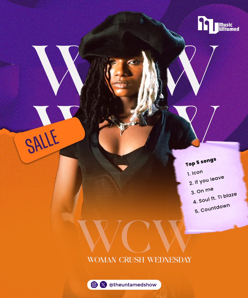 Our WCW this week is the ever talented singer <a href="/callmeSallee/">SALLE</a>  

Here are our top 5 Salle Starr songs of all time. 

1. Icon 
2. If you leave 
3. On me 
4. Soul ft. TI blaze 
5. Countdown