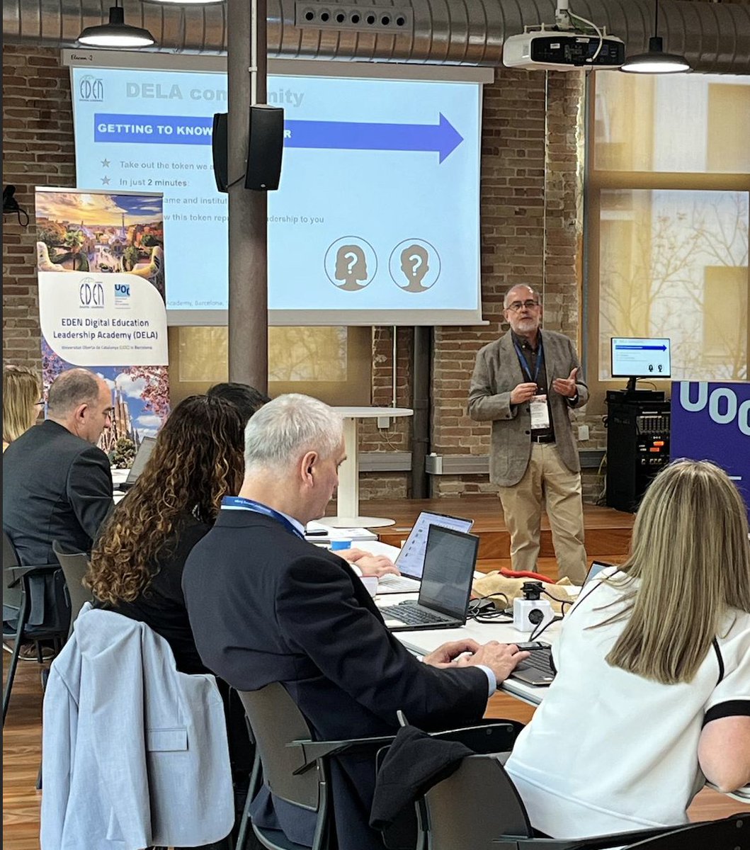 edulabTIC's tweet image. 🗣️ #Edulab professor Dr. @albert_sangra welcomes the participants of #EDENDELA at @UOCuniversity 

🛣️ Starting the journey for #leadership development in @EDEN_DLE Digital Education Leadership Academy in Barcelona!

🔹@UOCpsicoedu @UOCresearchhub 

#EDEN #UOC #DigitalEducation