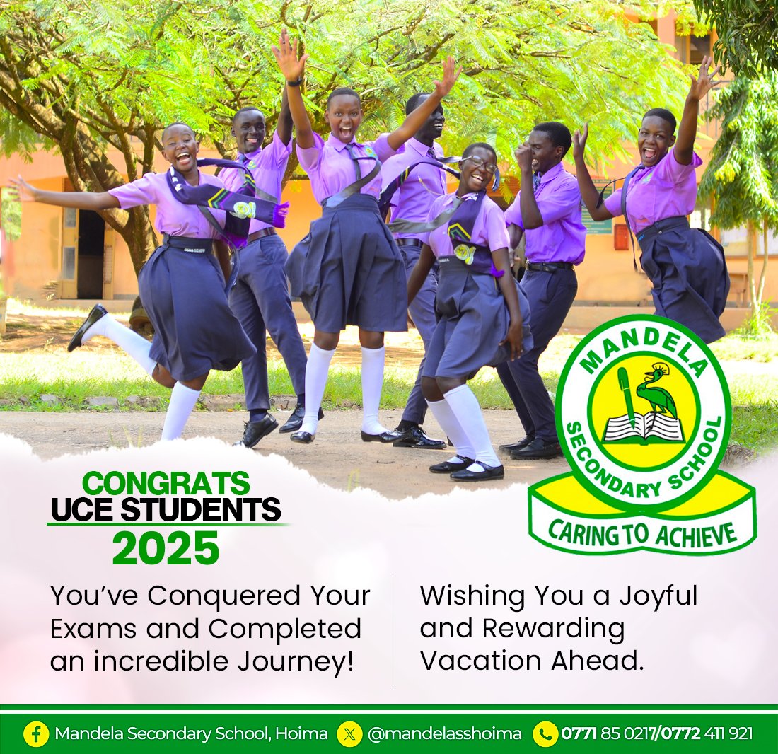 MandelaHoima's tweet photo. Congratulations To Our Dear S4 Candidates 2025
We Are Proud Of You.
Caring To Achieve
#massh
#UCE2025Hoima https://t.co/Ed4YtssmJT