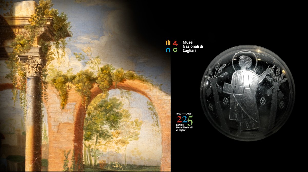 La copertina di novembre dei #MuseiNazionaliCagliari è dedicata agli alberi🌳
La 1a opera è tratta dalla Scena mitologica con putti e baccanti di Giovan Gioseffo Santi del 1685 ca.
La 2a opera è la coppa in vetro con Cristo, le palme e i simboli degli evangelisti da Ittiri (SS).