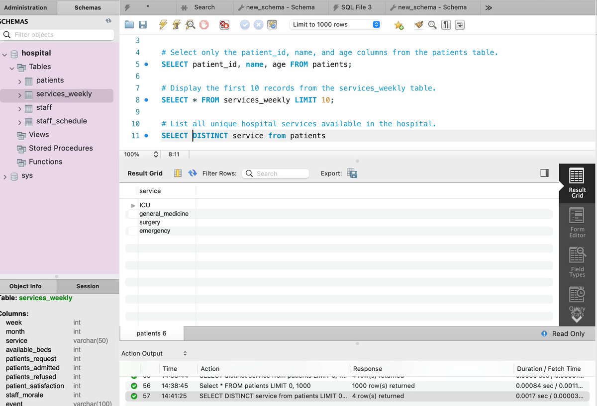 ForamAdeshara's tweet image. Day 1 of the #21DaysSQLChallenge complete!

Explored how to use SELECT and DISTINCT to fetch specific and unique records — plus learned about TOP &amp;amp; LIMIT clauses to control query results.

#dpdzero #indiandataclub #SQLWithIDC
