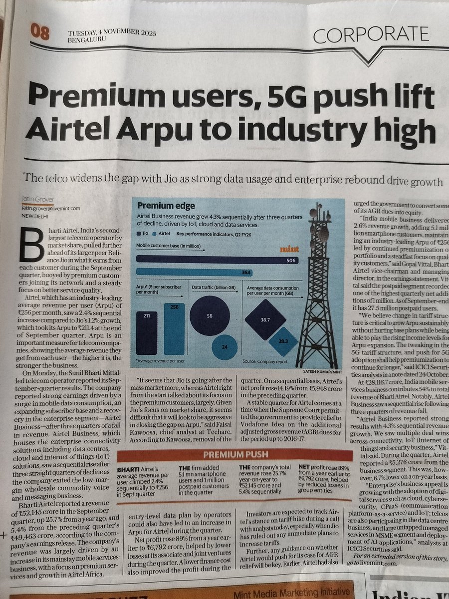 vishalsrswt's tweet image. Highest #ARPU in the industry but the most pathetic service! Not a single day goes without call drops, “no voice” issues even as the timer runs, or repeated failed connections. Truly disappointing experience. #Airtel #PoorNetwork #CallDrop #BadService