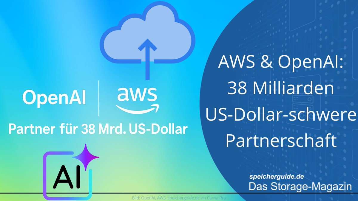 💰☁ AWS und OpenAI starten 38 Mrd. $-Partnerschaft für KI-Infrastruktur – Fokus auf Skalierbarkeit, Sicherheit und Performance.
👉speicherguide.de/news/aws-und-o…

#AIInfrastructure #CloudComputing #GenerativeAI #TechPartnership #AI #Cloud #Infrastructure