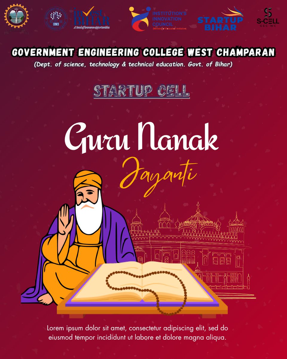 scellgecwc's tweet image. On this sacred day, let’s remember the divine teachings of Guru Nanak Dev Ji — the messenger of peace, equality, and compassion. 🙏
May his wisdom guide us toward truth and harmony. 💫

#GuruNanakJayanti #GuruNanakDevJi #EkOnkar #PeaceAndKindness #StartupCell #GECWestChamparan