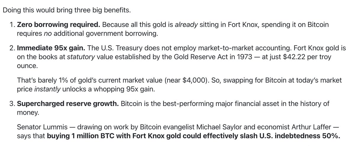 Senator Cynthia Lummis: "Selling America's Gold and buy 1 Million Bitcoin for the 'Strategic Bitcoin Reserve' could slash U.S. Debt by 50%".
weissratings.com/en/weiss-crypt…