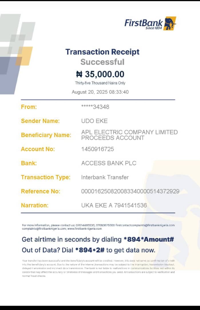 EverdonChibuike's tweet photo. @FirstBankngr Greetings Sir/ma...
I want to complain about the electricity bill that I paid on August and September with the meter number 7941541536 Which did not reflect to my current bill history payment, and it's been more than two months now. 

Thank you https://t.co/gt1alnvWyF