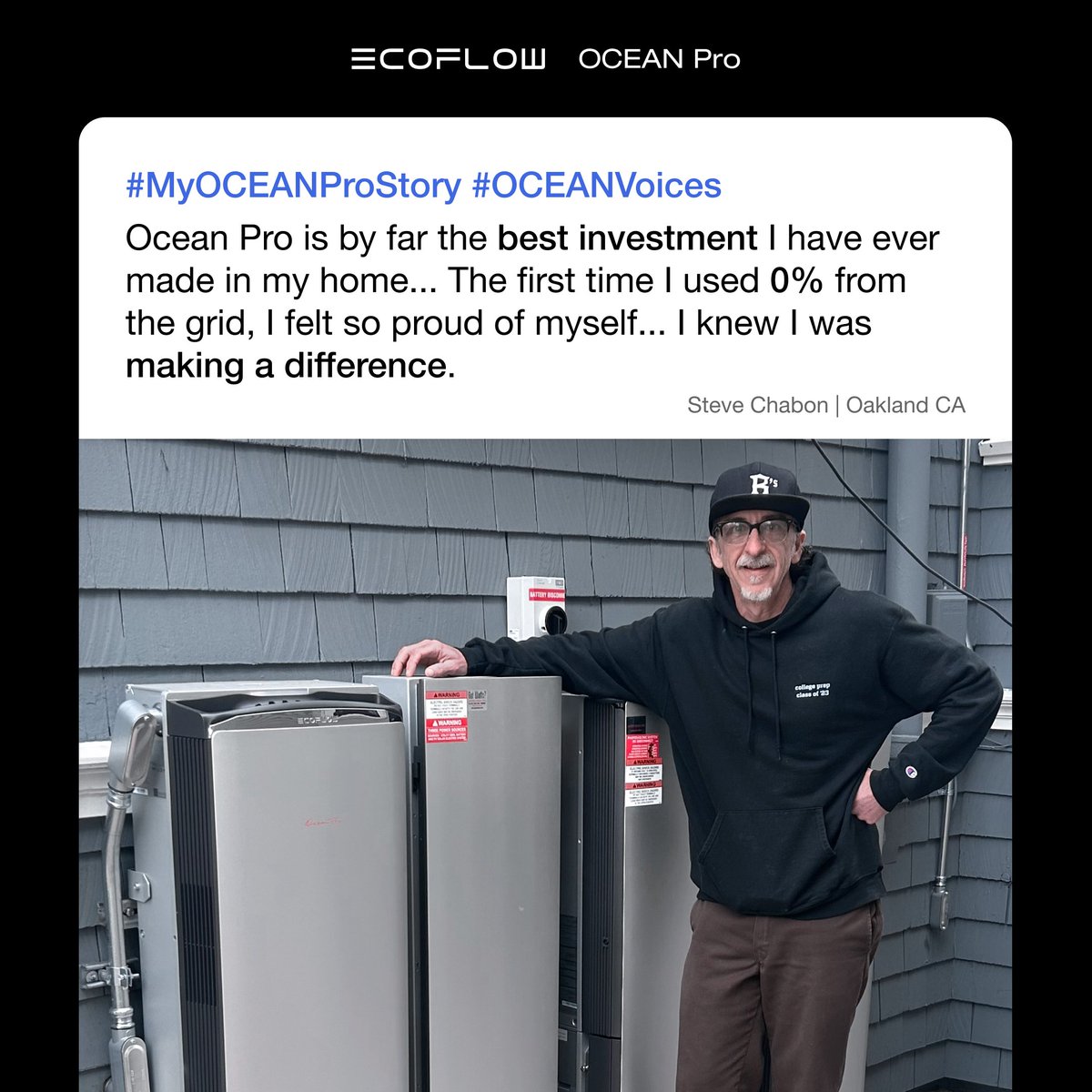 EcoFlowTech's tweet image. &quot;Ocean pro is by far the best investment I have ever made in my home.&quot;
Steve from Oakland turned his home into a smart, sustainable space with #EcoFlowOCEANPro. From our team visits to late-night chats, it&apos;s stories like his that make what we do truly meaningful.

Thank you for…