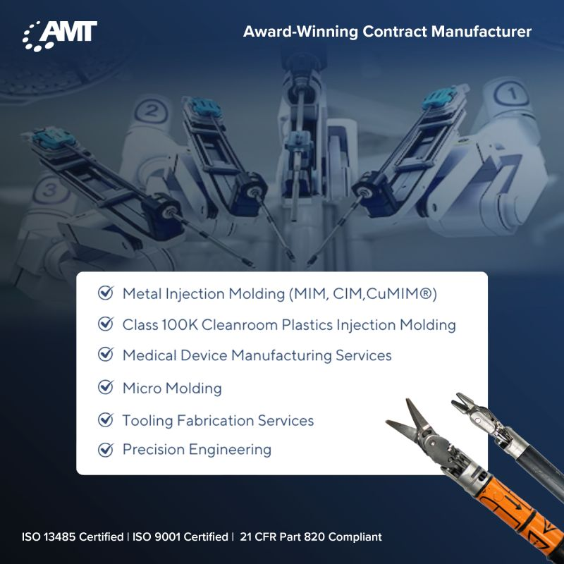 surgicalrobo's tweet image. AMT Pte. Ltd. is a leading contract manufacturer specializing in high-precision, complex components for surgical robotics, medical devices, and minimally invasive technologies.

Learn more: surgicalroboticstechnology.com/company/amt-pt…

#healthcare #medicaldevices #surgicalrobotics