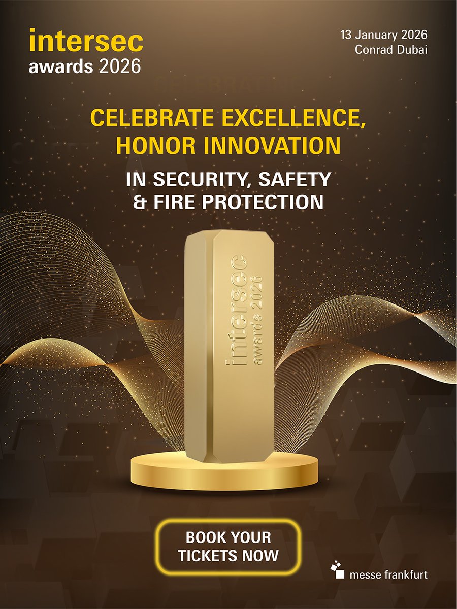 Firebuyer's tweet image. The @IntersecExpo Awards 2026 return to celebrate the pioneers transforming the future of security, safety, and fire protection.

📅 13 January 2026 | Conrad Dubai

Book your tickets now!

dubai.platinumlist.net/event-tickets/……

#Safety #Security #FireProtection #Intersec2026