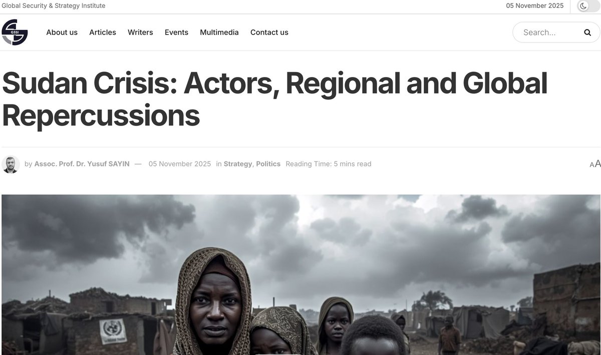 The Global Security &amp; Strategy Institute (GSSI)'de (<a href="/GSSIint/">Global Security & Strategy Institute</a>) yayınlanan "Sudan Crisis: Actors, Regional and Global Repercussions" başlıklı yazımı istifadelerinize sunarım. #Sudan Krizini anlamada faydalı olması dileğimle. Teşekkürler <a href="/EnesEngin/">Enes Engin</a> 

gssinst.com/strategy/sudan…