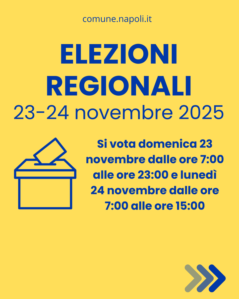 ComuneNapoli's tweet photo. 🗳 Elezioni Regionali 2025

Verifica:
✔️elenco aggiornato dei seggi elettorali
✔️info per il diritto di voto assistito
✔️info per persone con gravi difficoltà motorie
✔️info per gli elenchi aggiuntivi di scrutatori/sostituti dei Presidente di seggio

ℹ️https://t.co/9lI8JL7MC9 https://t.co/rlIqQ5beFg