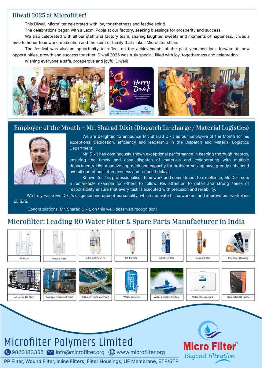 Shailendrangp's tweet image. October 2025 Newsletter Highlights 
@Microfilter Polymers Ltd. wins the Dr. A.P.J. Abdul Kalam Inspiration Award 2025!
Participated in the 12th India CSR &amp;amp; ESG Summit 2025 to promote sustainable water solutions.
#MicrofilterPolymers #CleanWater #Innovation #Sustainability