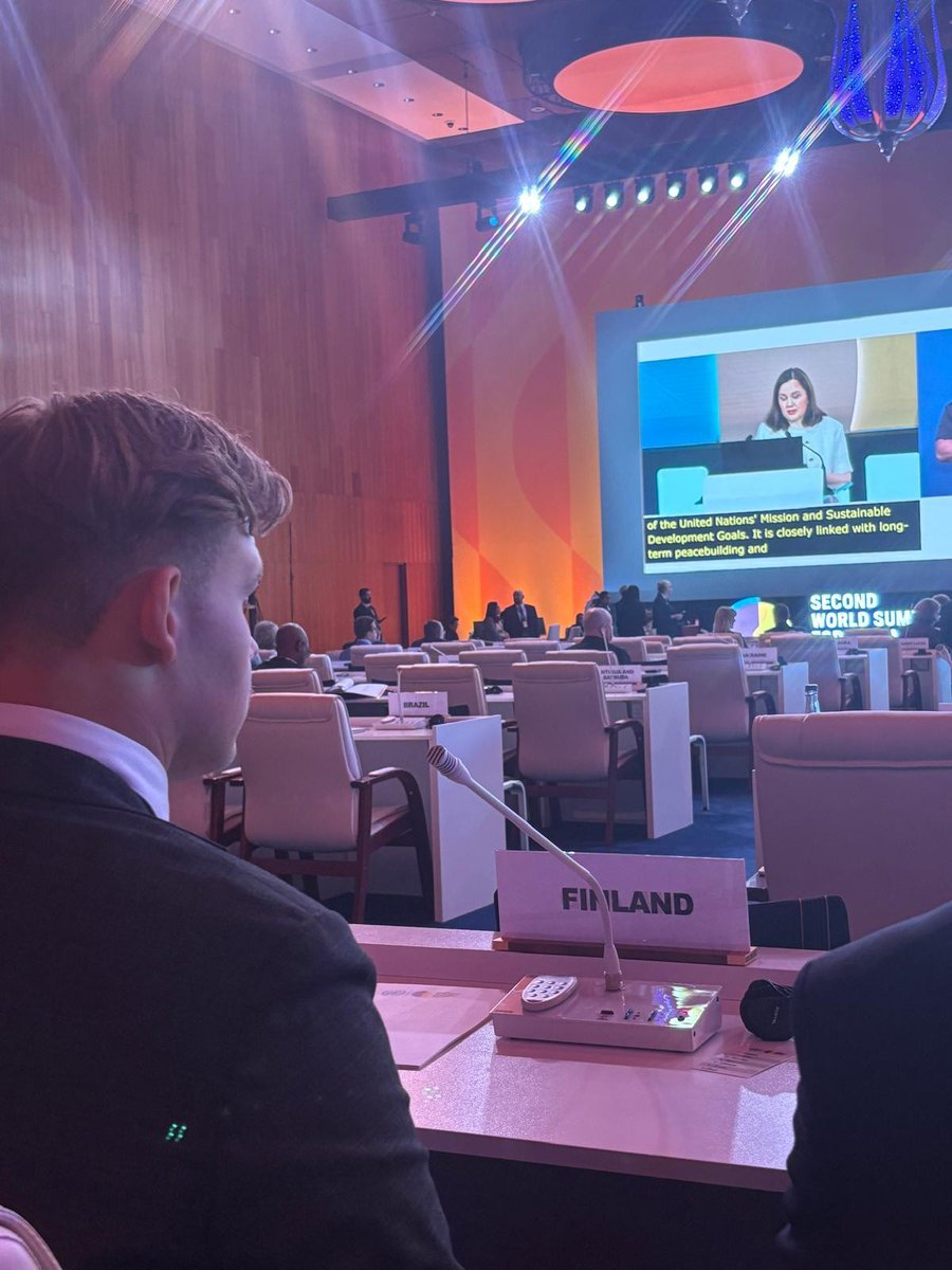 Finland's UN Youth Delegate <a href="/c_cevor/">Cevor Tikerpuu</a>:

"To succeed in finding solutions for social prosperity, do not only inspire young people, equip us. Listen to us. Even better, let us decide, to lead, to act."   #SocialSummit2025 🇫🇮 🇺🇳 
<a href="/FinlandinQatar/">Finland in Qatar</a>
