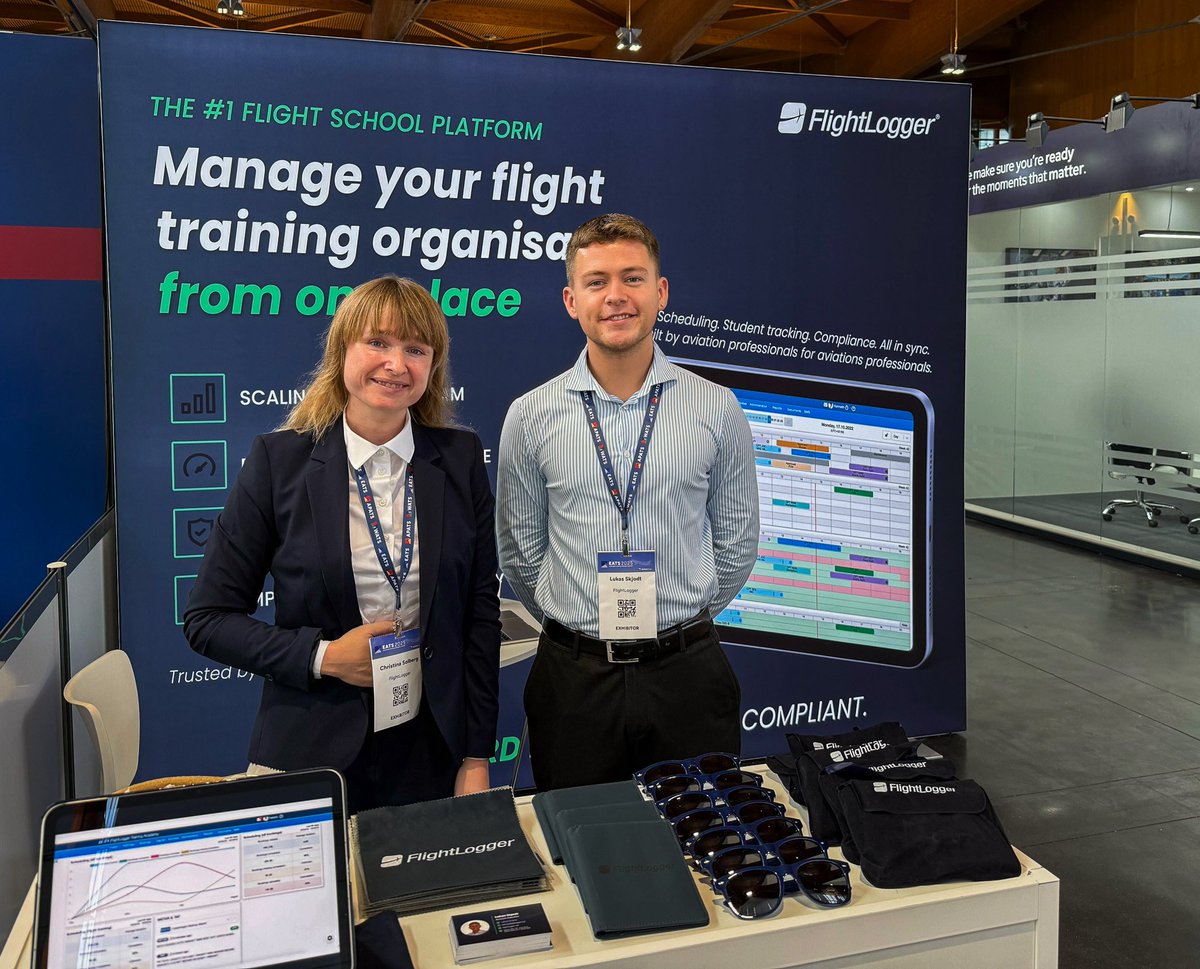 FlightLogger1's tweet image. We’re live at #EATS2025 in Cascais! ✈️

FlightLogger are on-site, showcasing our newest feature: Student Progression, built to help flight schools keep every student on pace from day one to graduation 👋

Come say hi!

#EATS2025 #FlightLogger #StudentProgression