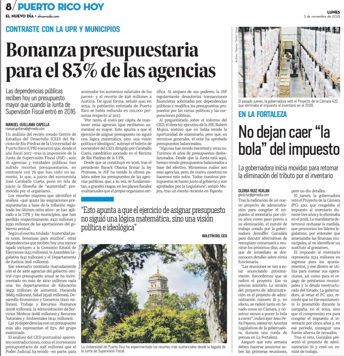 Mientras  legislan para desangrar económicamente a los únicos gobiernos que funcionan "Municipios", por otro lado siguen engordando 130 agencias que la mayoría NO FUNCIONA, el gobierno Central, la burocracia,la duplicidad de servicios. Descentralización YA