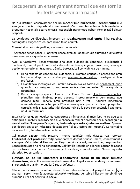 Ordre a l'escola ara! #FemFront