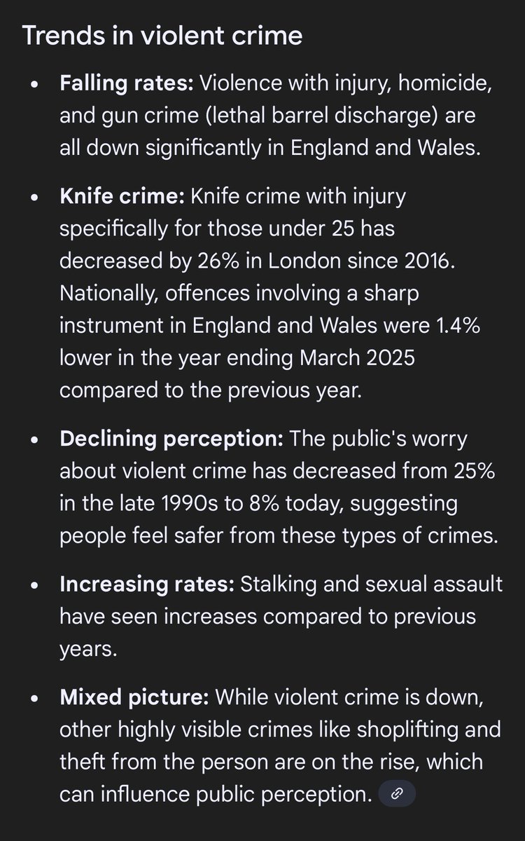 FPLAlfie's tweet image. Violent crime is actually going down significantly, however, the rhetoric around it is being ramped up for political reasons 

That’s why you feel less safe