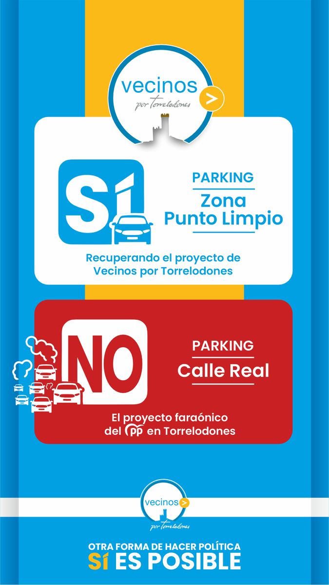 vxtorrelodones's tweet photo. 🚗 En #VecinosPorTorrelodones lo decimos claro:
✅Sí queremos un parking, pero en superficie

❌No al proyecto faraónico del PP en la Calle Real que costará 15 millones y endeudará al municipio por 40 años.

Una alternativa más barata, útil y responsable es posible

#Torrelodones https://t.co/Agh1dW0yJW