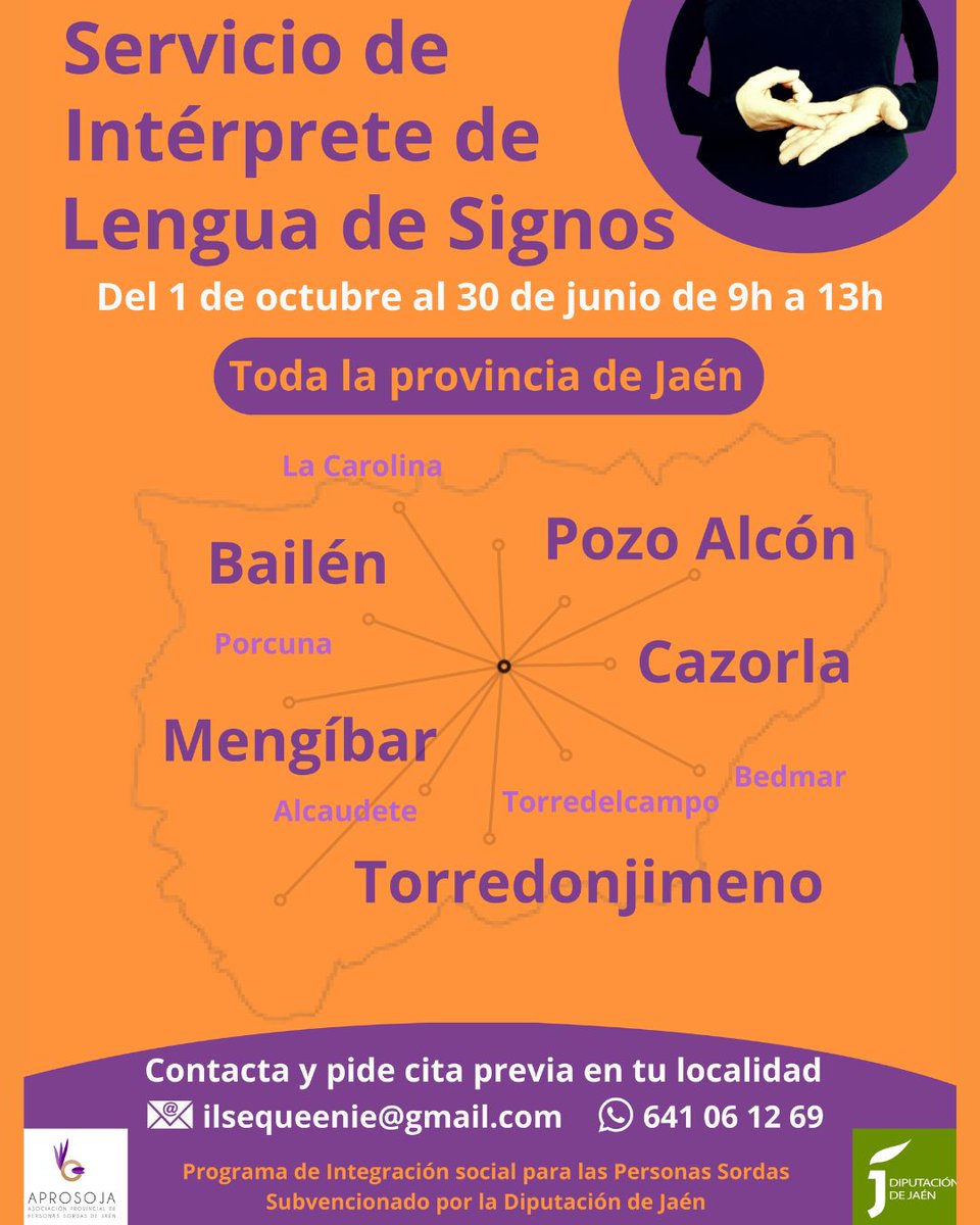 Se pone a disposición de la ciudadanía este servicio de apoyo a Personas Sordas para facilitar trámites administrativos u otras gestiones que requieran acompañamiento.

Para hacer uso es necesario contactar y pedir cita previa:
✉️ ilsequeenie@gmail.com
📞 641 06 12 69