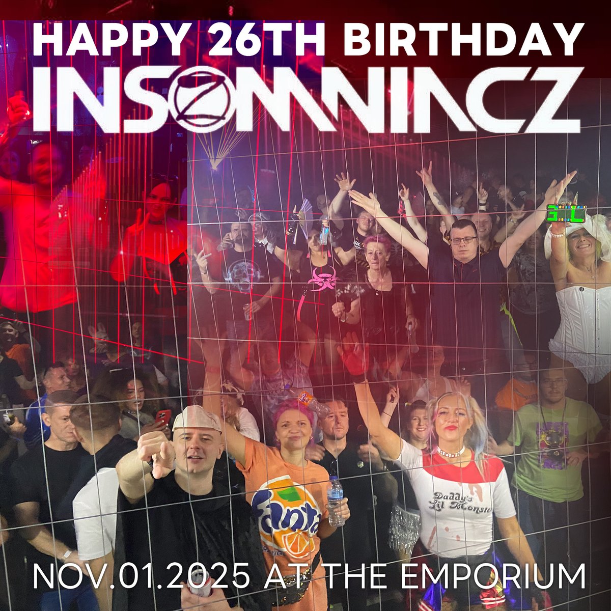 最近では一等ハッピーなパーティーだった。
INSOMNIACZ 26周年おめでとう！！！
It was the most fun party I've had in a while.
May the fun party continue from here on out!
#insomniacz #emporium #coalville #unitedkingdom
